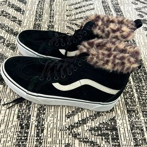 VANS *furry leopard print and black high tops
